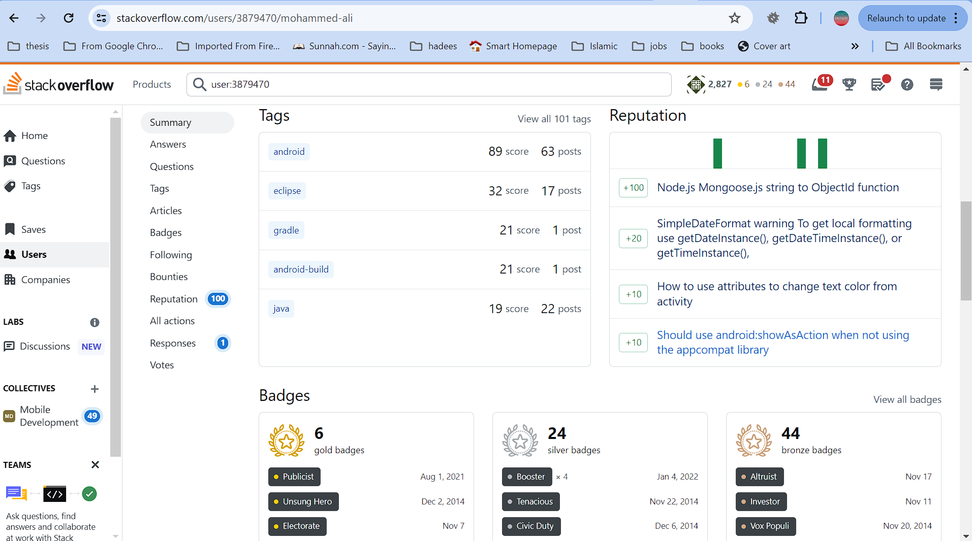 Stackoverflow profile